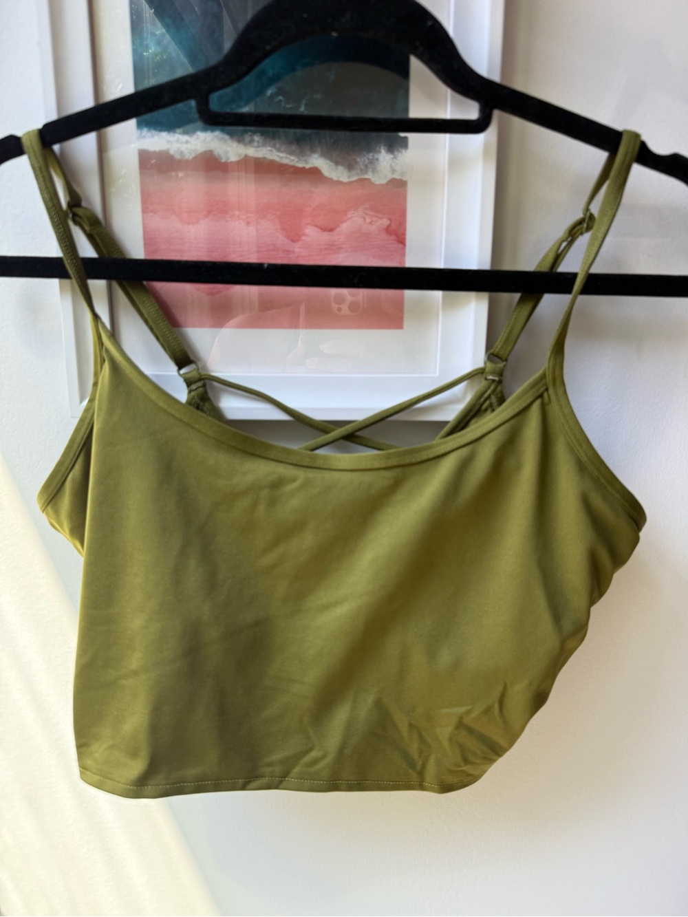 VS PINK Olive Green Strappy Crop Tank Top